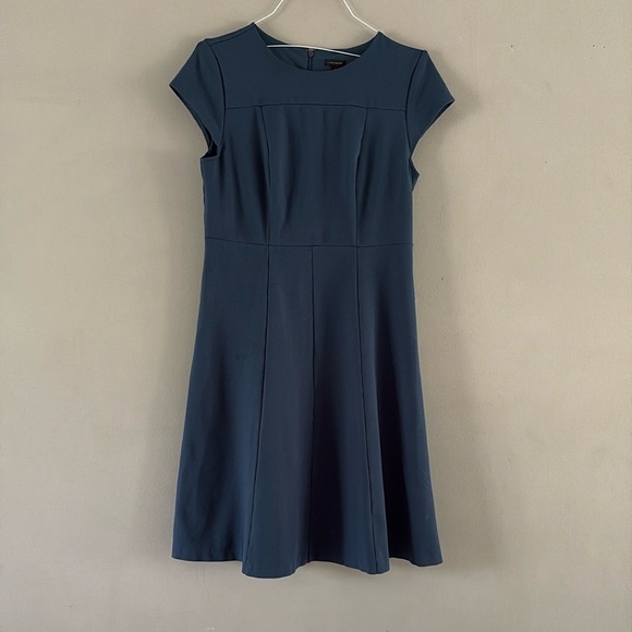 Ann Taylor Blue Ponte Flare Midi Dress - Picture 2 of 10